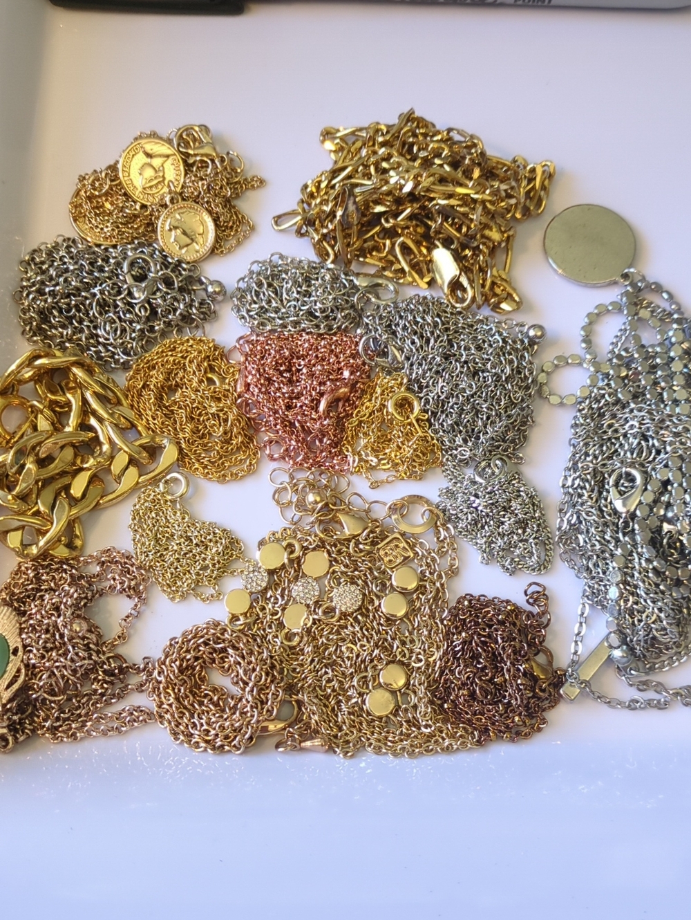 🏵️B37 Mixed Metal Necklace Set - Gold, Rose Gold & Silvertones